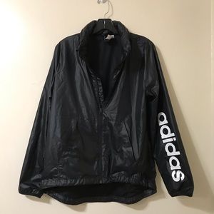 Adidas Black Nylon Windbreaker with Hood